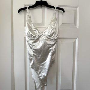 Shiny White Body Suit